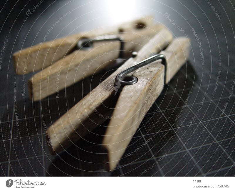 Two brackets Holder Clothes peg Light Dark Wood Bright cutting mat Macro (Extreme close-up) Reflection Lie