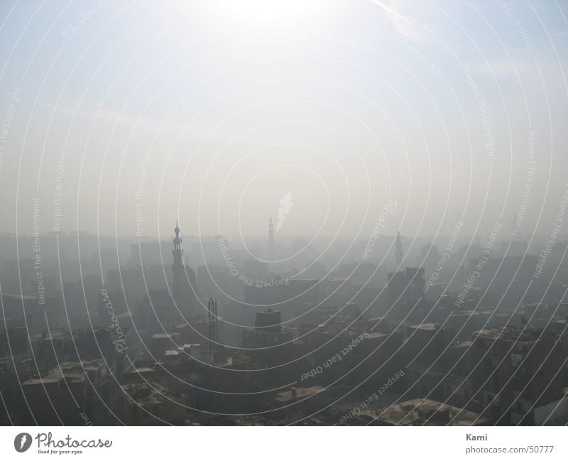 dust in the city Roof Sky Town Fog Sun Egypt Cairo Panorama (View) Vantage point Smog Dirty Dust Africa Derelict Landscape Large