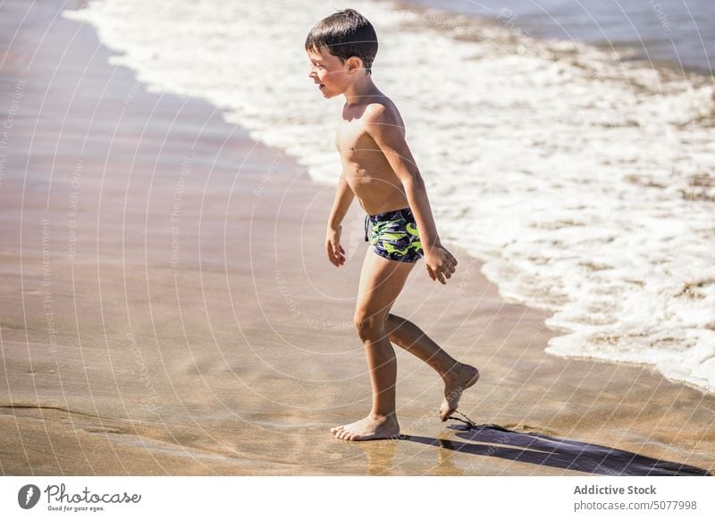 Little boys playing in water child run sea sand happy summer holiday swimwear wave beach kid preschool activity shirtless vacation ocean energy childhood splash