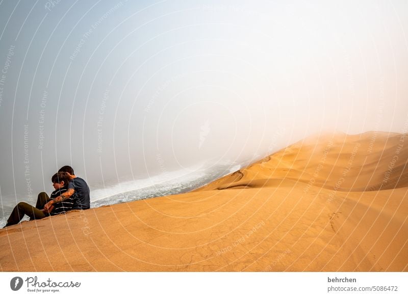 Together you're less alone sand dune Dunes Impressive magical duene Gorgeous Swakopmund Walvis bay Warmth Sky Horizon Vacation & Travel Nature Freedom Adventure