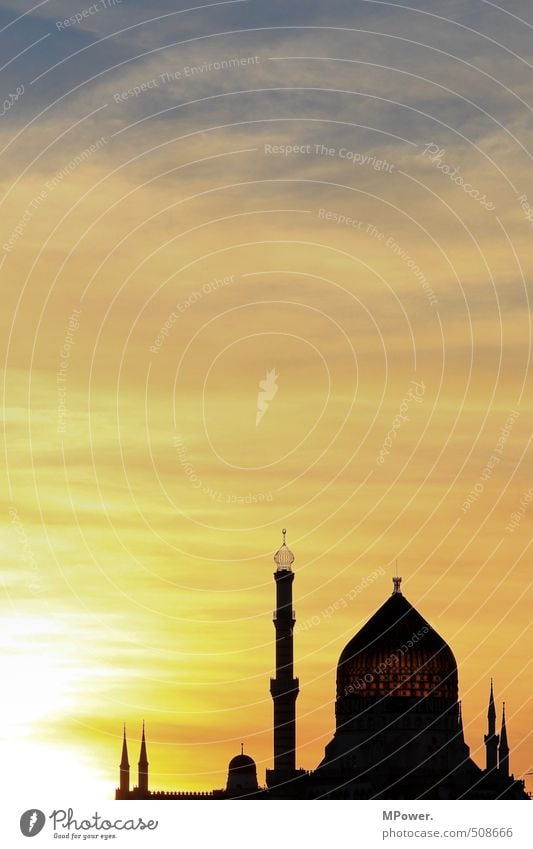 yenidze Historic Dresden Sunset Clouds in the sky Dusk Evening sun Palace Near and Middle East Mosque Shadow play Yenidze Silhouette House of worship Occident