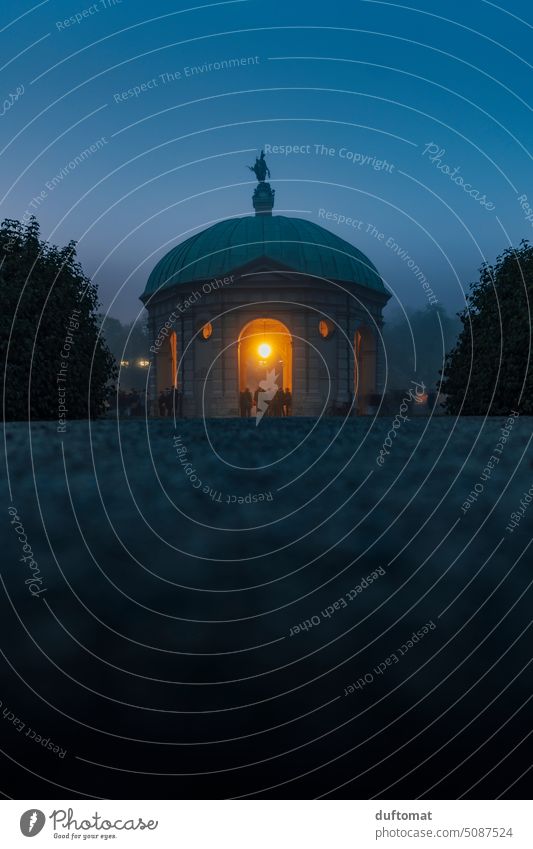 Temple in Munich Hofgarten in foggy evening atmosphere Bavaria Fog Evening Moody Autumn voyage City trip Germany Architecture Exterior shot Sightseeing