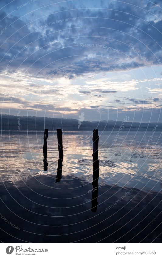 blue Environment Nature Water Sky Clouds Thunder and lightning Lake Natural Blue Reflection Colour photo Exterior shot Deserted Twilight Long shot