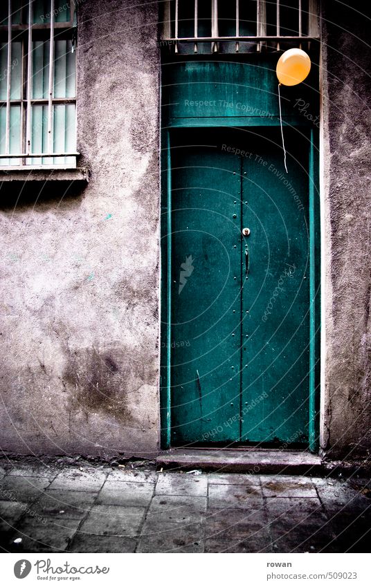 yellow balloon Window Door Exceptional Threat Dark Creepy Town Fear Dangerous Distress Grating Balloon Yellow Hover Entrance Closed Safety Mystic