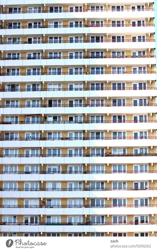 neighborhood High-rise Prefab construction GDR architecture Building Facade Berlin House (Residential Structure) Town Marzahn Marzahn-Hellersdorf Architecture