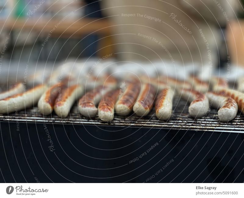 Barbecue grill topped with sausage to bite into... charcoal grill Exterior shot Charcoal Deserted Colour photo Hot Warmth Grill Barbecue (apparatus) BBQ