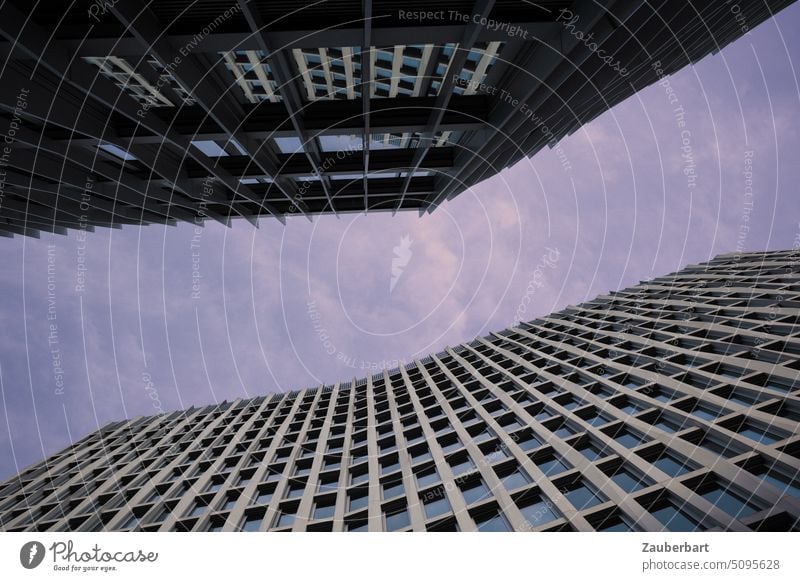 View of the band of sky between two skyscrapers High-rise Sky Clouds Facade Looking Modern Architecture architectonically audacious Band Building urban Abstract