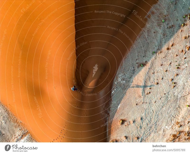 the world from above Shadow Light Sossusvlei Bird's-eye view Exterior shot from on high drone Sesriem Sand Desert dune 45 Africa Namibia Far-off places