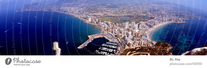 Calpe Costa Blanca Spain Vacation & Travel South Panorama (View) Coast Hiking Vantage point holiday Sun Mediterranean sea Harbour Bay penon de ifach Climbing