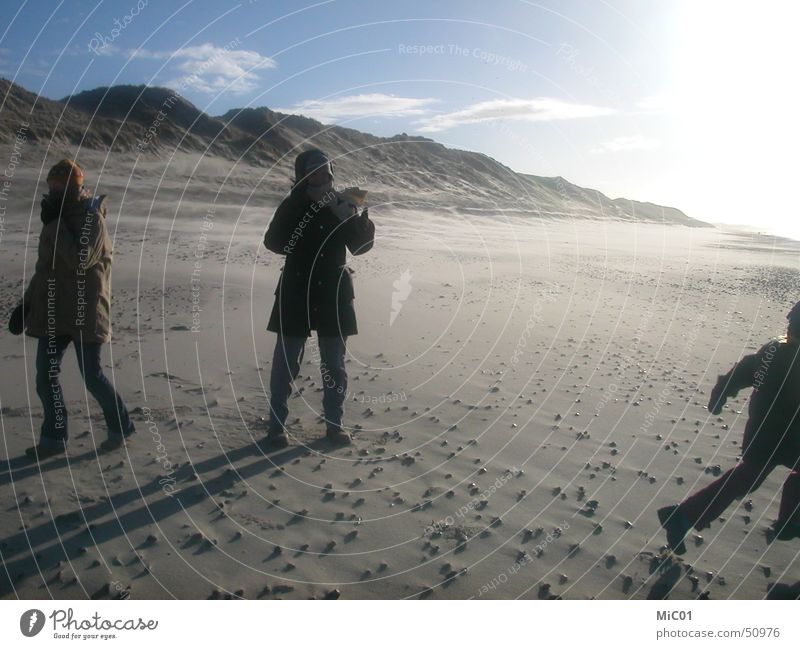 Walk by the sea Winter Ocean Beach Frost mother and child Denmark