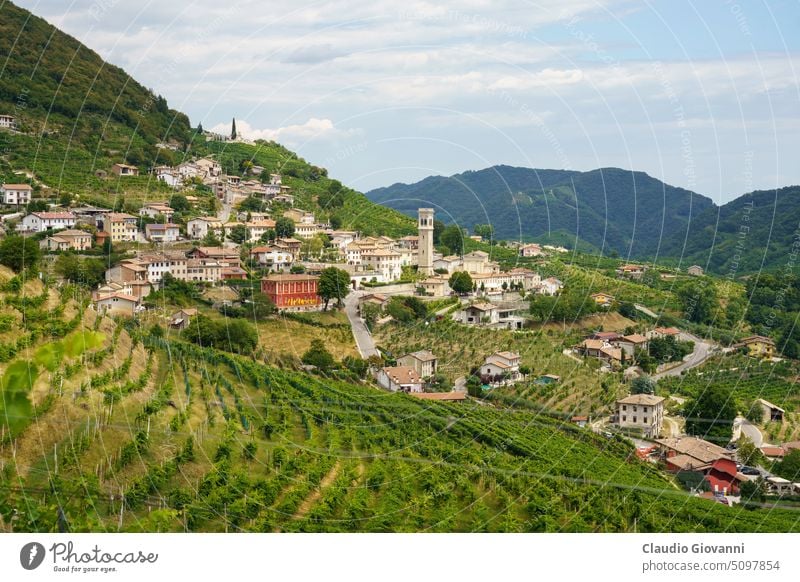 Vineyards along the Road of Prosecco e Conegliano Wines Europe Italy Santo Stefano Treviso Unesco World Heritage Valdobbiadene Veneto agriculture color green