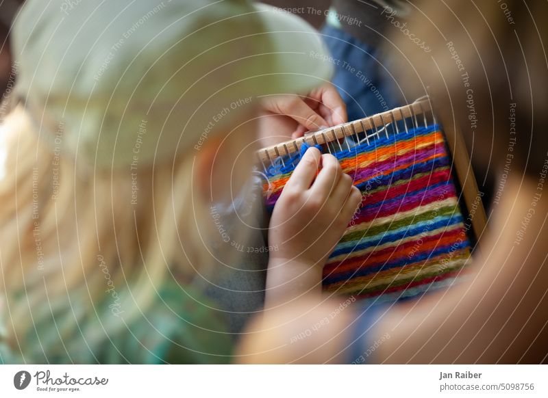 Weaving frame Kindergarten Waldorf Waldorf kindergarten weaving frame Cloth variegated threads Weave children