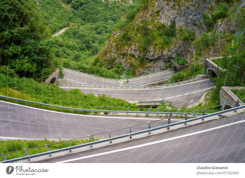 San Boldo pass, mountain road iìn Veneto, Italy Europe Treviso Valbelluna Vallata Trevigiana color day photography summer travel