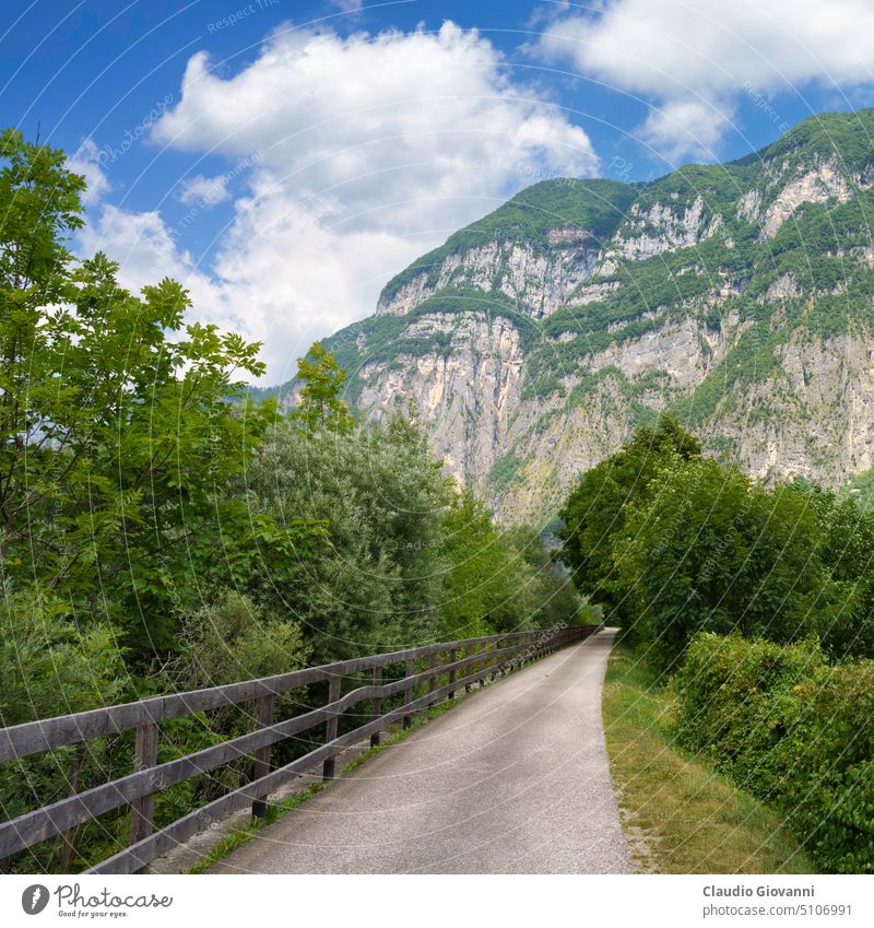 Summer landscape along the Valsugana cycleway Bassano del Grappa Belluno Brenta Europe Italy Trento Veneto color day nature photography river summer travel