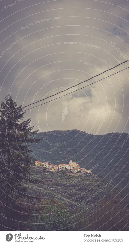 Imperia Italy Europe Mountain mountains Mountain village Nature Village Deserted Storm clouds