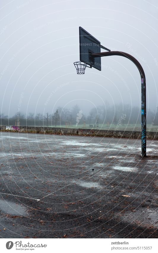 Basketball in the fog Berlin Germany Twilight Capital city Sky Kiez Places Skyline Town city district street photography City trip Scene scenery daily life