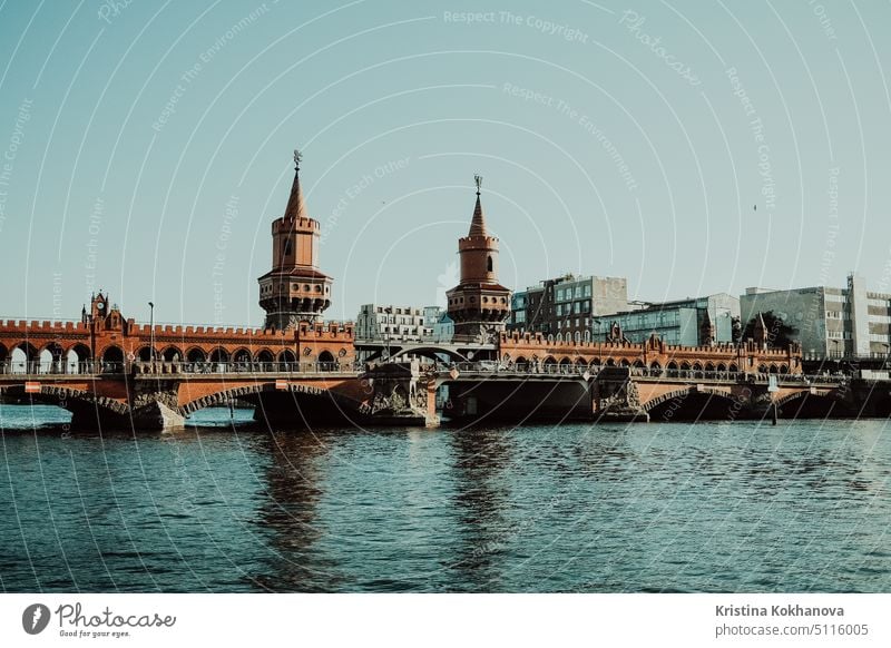 October 2021 - Berlin, Germany. Oberbaum Bridge is a double-deck bridge crossing over river Spree, which connects districts Kreuzberg and Friedrichshain berlin