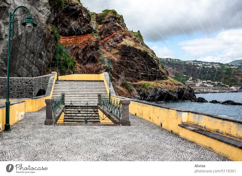 2022 08 18 Madeira stairscase wall pattern stone background old texture gray architecture design abstract antique rock staircase template advertising grey