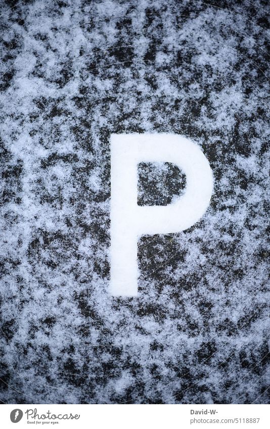 snowy parking lot in winter Parking lot Winter Frost Smoothness Snow Street Ice Sign onset of winter Weather Caution