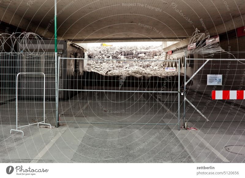 Bridge demolition (Berlin Tegel Airport; TXL) outline Construction site Dismantling Far-off places Airfield Sky Deserted Skyline Copy Space txl. hazy lock