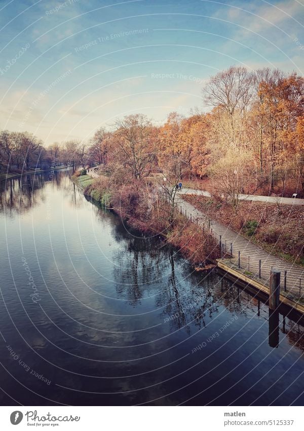 Landwehr Canal Landwehrkanal Berlin Tiergartenä Winter Exterior shot Colour photo Capital city Sky Beautiful weather trees