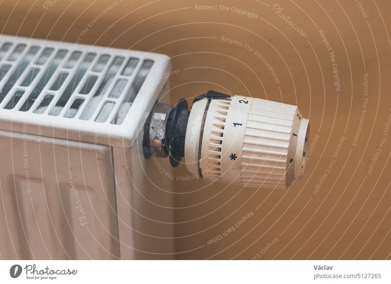 View of a thermoregulator for heating in an apartment complex and reduction of the calorific value during an energy crisis gas control thermostat reduce