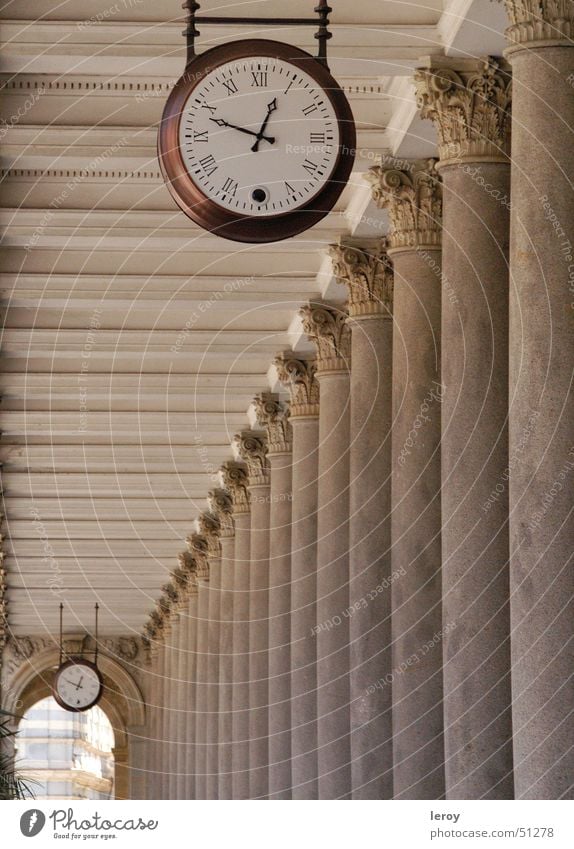 colonade time Time Clock Karlovy Vary Colonnades Transience Exterior shot Column colonaded Architecture