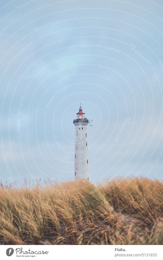 Lynvig Fyr Lighthouse Building Architecture Sky Tourism Vacation & Travel coast Exterior shot Tourist Attraction Blue Nature Colour photo Round Tall Tower