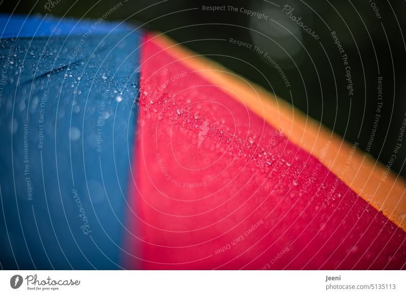 [HH Unnamed Road] Thick raindrops fall on colorful umbrella Rain Rainy weather Drop colourful Bad weather Prismatic colors Umbrella variegated Wet Autumn