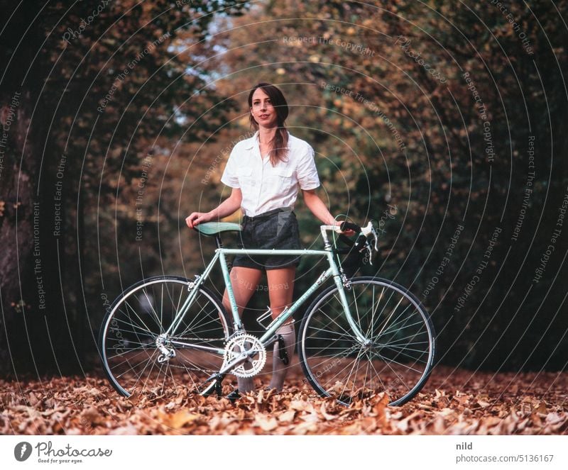 Portraits - Juli and her Bianchi I portrait pretty naturally Authentic laughing Laughter fortunate Happiness Exterior shot Happy Joie de vivre (Vitality)