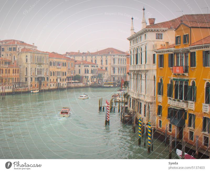 Landscape of boats on the water in Venice. Vacation & Travel trip to Italy Travel photography venice italy Venice Beach Boating trip Winter mood