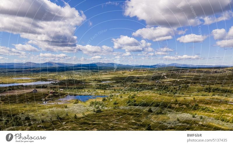 Aerial view plateau Norway Aerial photograph highlands Landscape Outdoors Environment travel Picturesque Nature Tourism naturally pretty Europe Hill Mountain