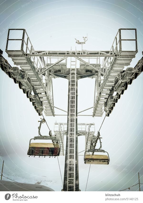 Chairlifts cross pylons Ski lift Winter Skiing Tourism Ski resort bpgellift Winter sports Snow Mountain Vacation & Travel Ski run Winter vacation Sports Alps