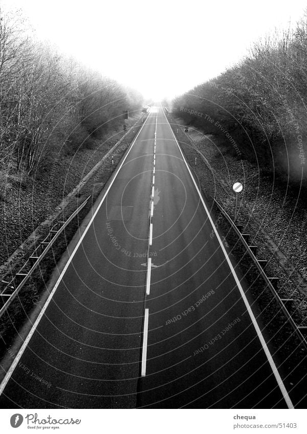 Endless road Black White Infinity Transport Street Line Lanes & trails Highway