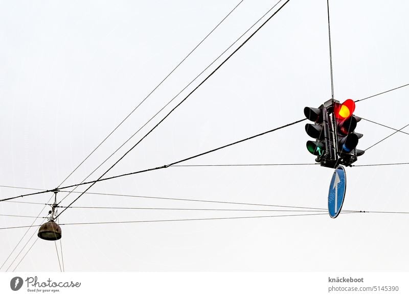 flying traffic light Traffic light Transport Red Road sign Road traffic Exterior shot Crossroads Traffic infrastructure Town Wait Light Signal Copenhagen