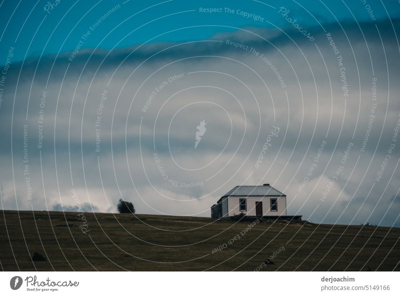 The lonely house by the clouds. House (Residential Structure) Deserted Window Exterior shot Facade Day Building Architecture Colour photo Sky Clouds in the sky