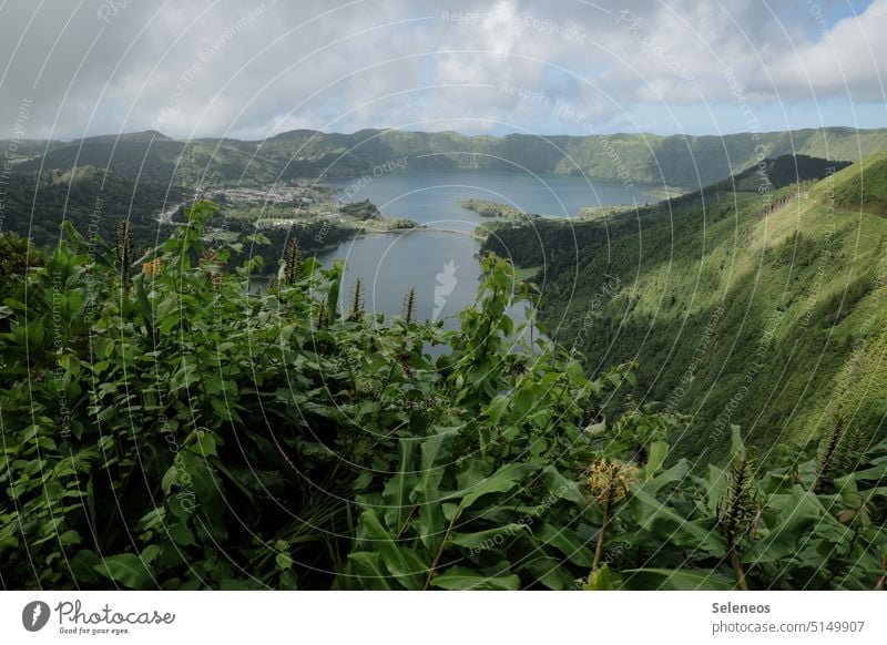 outlook Portugal Island Azores vacation Volcano Landscape Exterior shot Mountain Colour photo Nature Deserted Tourism Clouds Vacation & Travel Summer