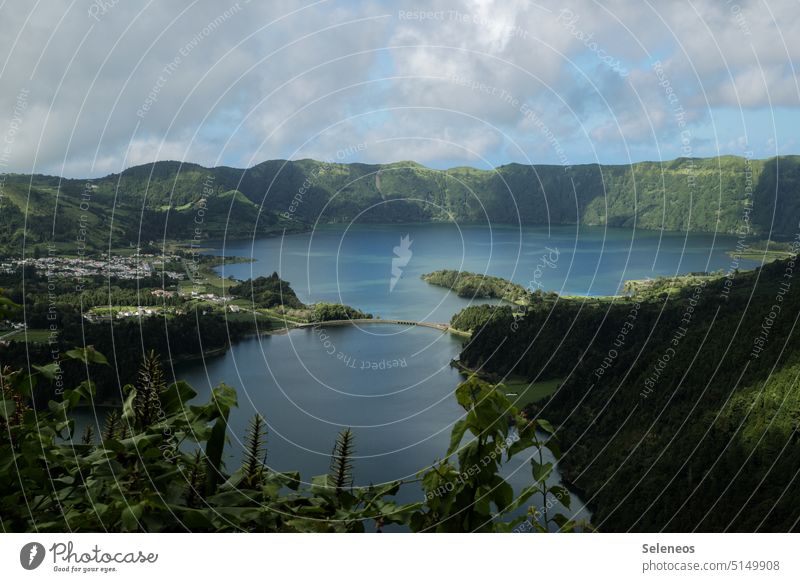 Beautiful view Environment Nature Vantage point Far-off places Freedom Lake mountain Portugal Azores Landscape Colour photo Exterior shot Vacation & Travel