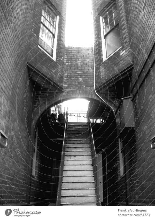 Romeo & Juliet House (Residential Structure) Stairs Window Cold Sydney Arch romantic Window pane Brick Black & white photo Day Light Shadow Contrast Sunlight