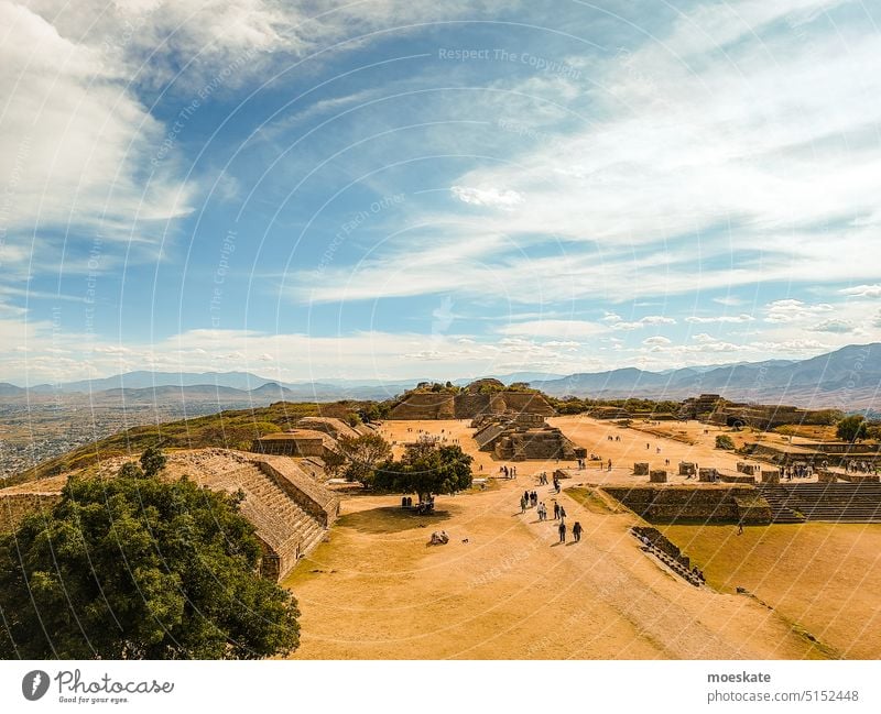 Monte Alban Oaxaca Mexico Pyramid Ruin Aztec Maya Central America Latin America Desert mountains