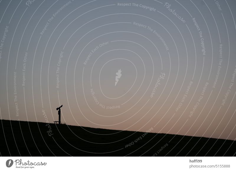 beautiful view - binoculars on the dyke after sunset Binoculars Telescope Dike Looking far vision Twilight Day Meadow Far-off places coin telescope
