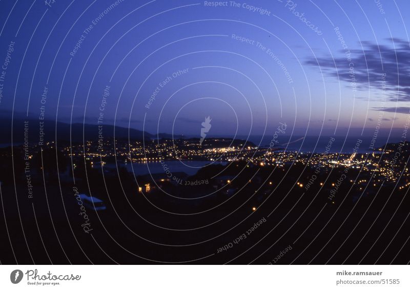 Wellington - Victoria View New Zealand Night Dark Bird's-eye view Hill Evening Sky Airport