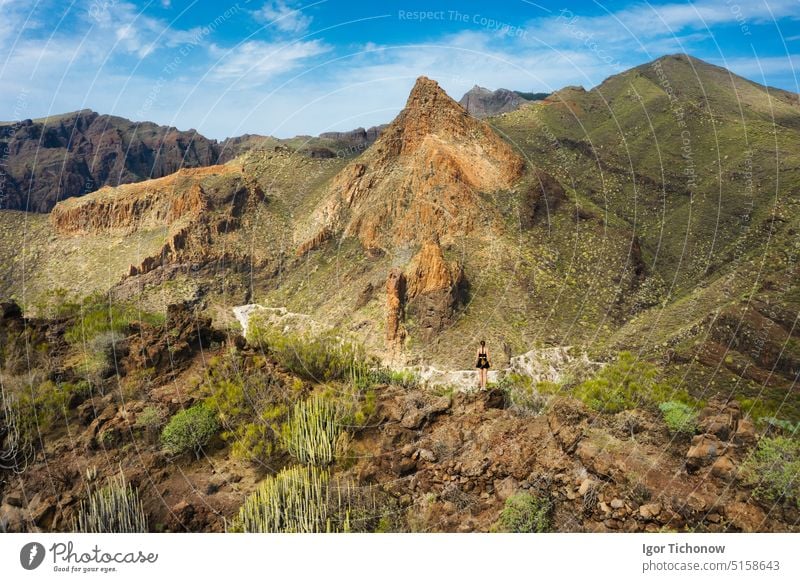 Breathtaking view of the mountains in the south of Teno region overlooking Montana Guama in Tenerife, Gran Canaria, Spain. Landscape travel Nature Tourism