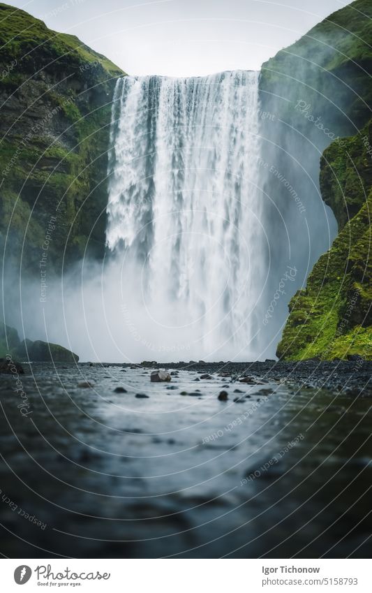 The famous Skogarfoss waterfall in the south of Iceland iceland skogarfoss scenic stream travel landscape cascade river icelandic europe nature adventure