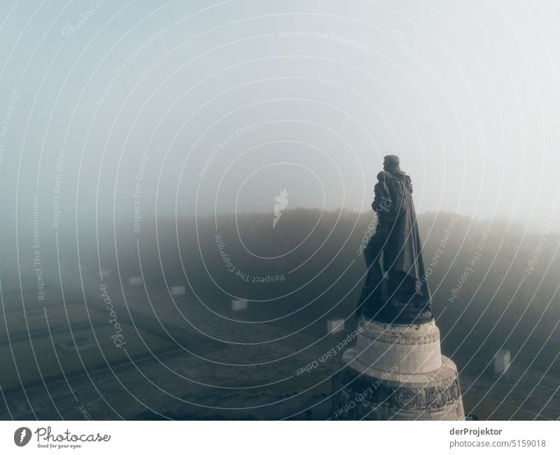 Soviet memorial in the haze in the morning II Wide angle Long shot Central perspective Deep depth of field Back-light Sunrise Sunbeam Sunlight