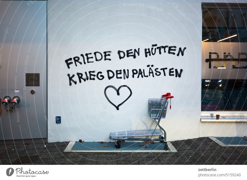 Peace to the huts, war to the palaces Architecture Berlin city Facade Window Building Capital city House (Residential Structure) downtown Kiez Life New building