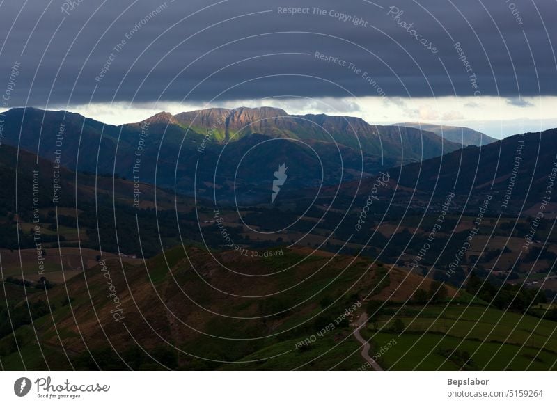 Panorama of beautiful high mountain landscape near the Spanish border. Pyrenees, Nouvelle-Aquitaine, France france peak french grass nature sky scenery scenic