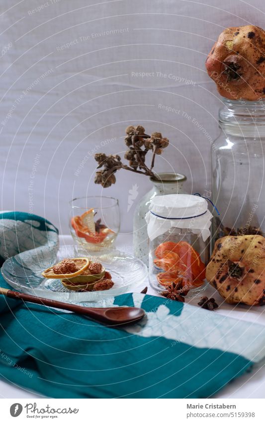 Dried lemon slices and aromatics on a platter in preparation for a relaxing aromatherapy session at home Aromatherapy Wellbeing Candid Balance Springtime