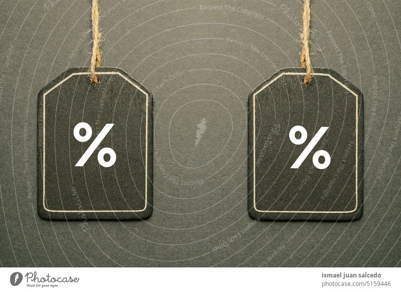 percentage sign on the black price tag on the black background black tag black color mockup black mockup object market buy icon symbol blank label business