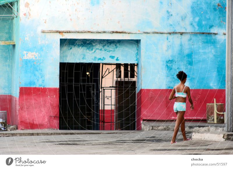 cuban girl Cuba Girl Facade Red Striped Backyard South American Farm Blue